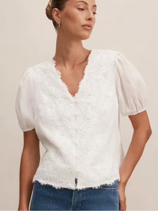 Ever New Tops - Sable Lace Scallop Blouse